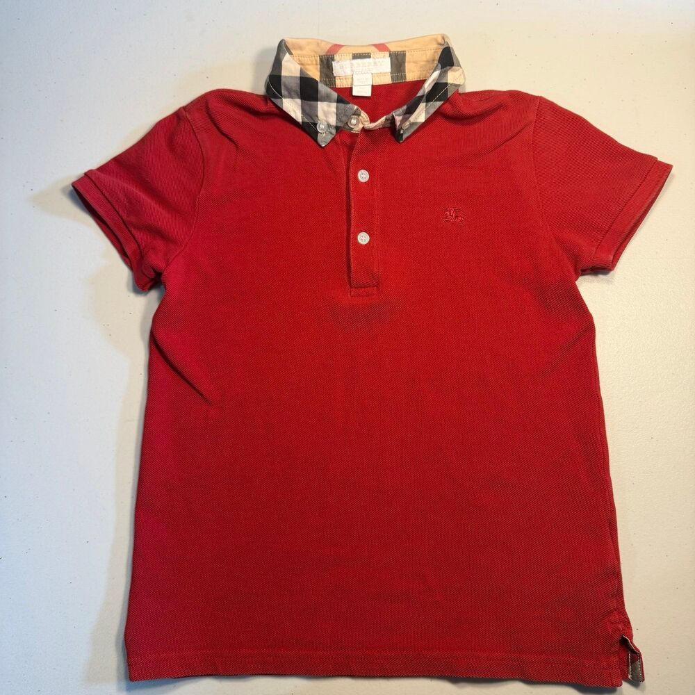 Burberry Children, Boy’s red polo top, cotton, made in turkey, 10Y
